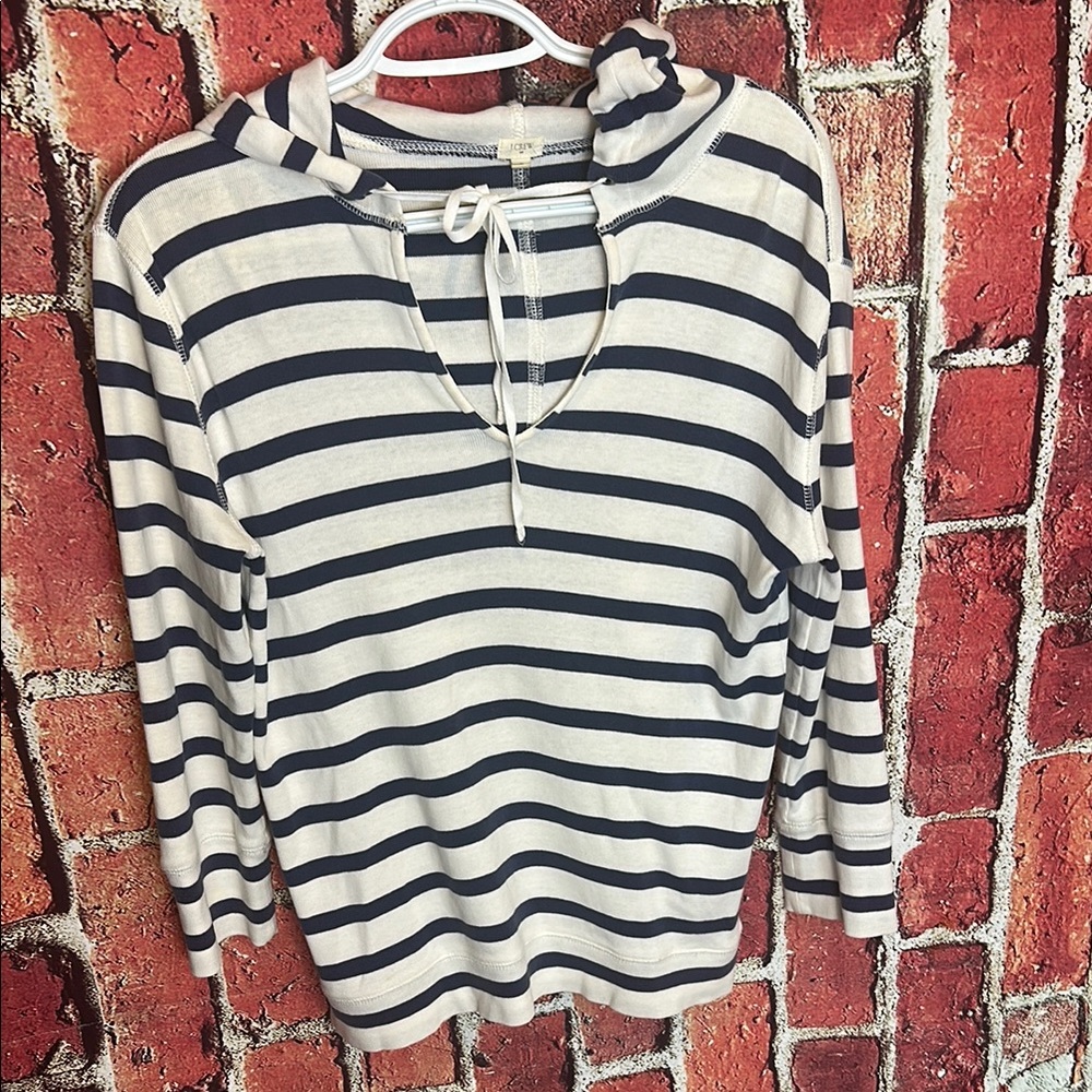 J.Crew Navy White Stripe women’s Hoodie Small Cotton